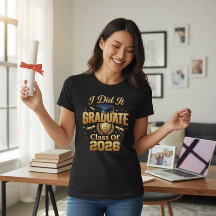 Class Of 2026 Graduate Graphic T-Shirt Cotton Unisex Commemorative Wear