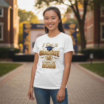 Class Of 2026 Graduate Graphic T-Shirt Cotton Unisex Commemorative Wear