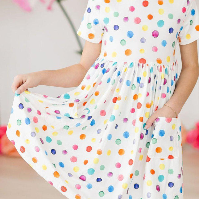 Colorful Dots S/S Pocket Twirl Dress - Dashing Nova
