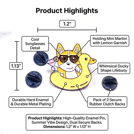 Corgi Floaty Enamel Pin – Fun Summer Accessory for Dog Fans