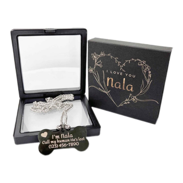 Personalized Bone Shaped Dog Tag - Stainless Steel Pet ID
