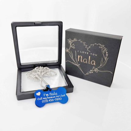 Personalized Bone Shaped Dog Tag - Stainless Steel Pet ID