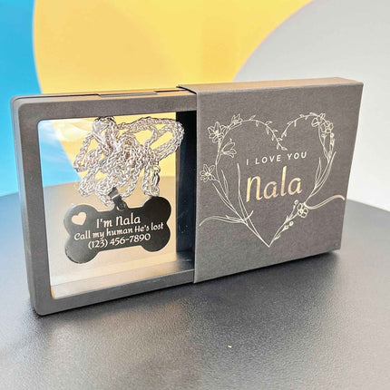 Personalized Bone Shaped Dog Tag - Stainless Steel Pet ID