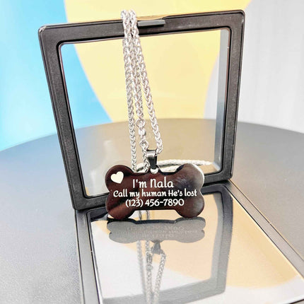 Personalized Bone Shaped Dog Tag - Stainless Steel Pet ID