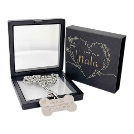 Personalized Bone Shaped Dog Tag - Stainless Steel Pet ID
