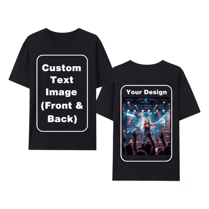 Custom Photo Text Logo T Shirt Front Back Cotton Crewneck Unisex Adult