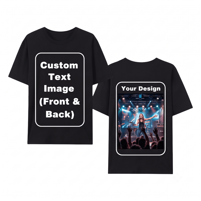 Custom Photo Text Logo T Shirt Front Back Cotton Crewneck Unisex Adult