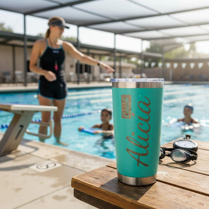 Custom Tumbler Gift for Swimmers Coaches Personalized Name