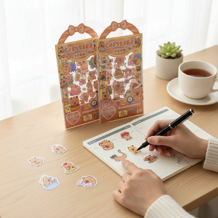 Cute Capybara Stickers 4 Sheets Pack Scrapbooking Decals
