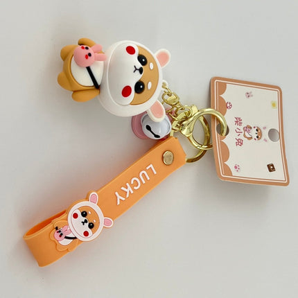 Cute Shiba Inu Keychain with Bunny Ears for Women and Teens