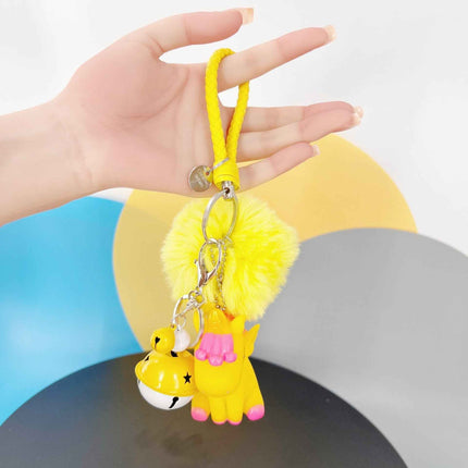 Cute Unicorn Keychain with Pom and Bell – Fun Gift for All Ages