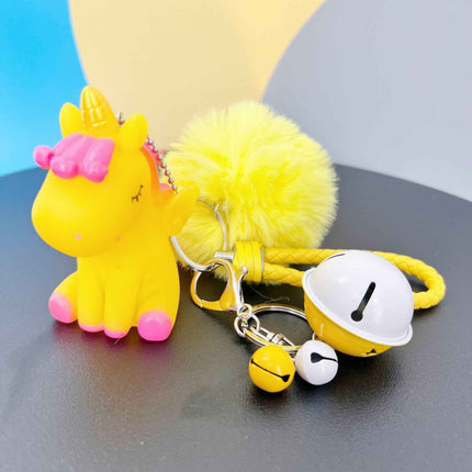 Cute Unicorn Keychain with Pom and Bell – Fun Gift for All Ages