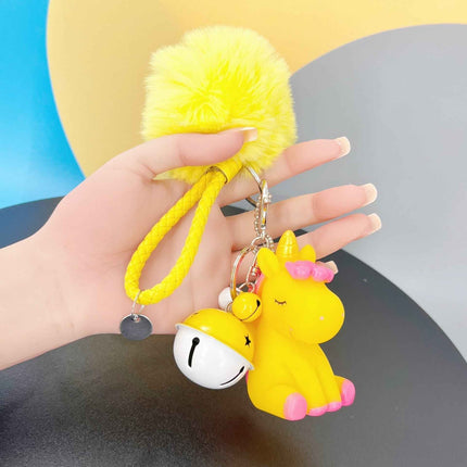 Cute Unicorn Keychain with Pom and Bell – Fun Gift for All Ages