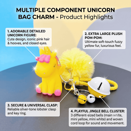 Cute Unicorn Keychain with Pom and Bell – Fun Gift for All Ages