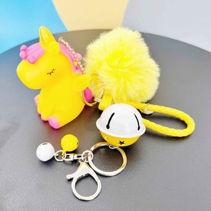 Cute Unicorn Keychain with Pom and Bell – Fun Gift for All Ages