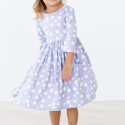 Dainty Daisies 3/4 Sleeve Pocket Twirl Dress - Dashing Nova