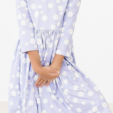 Dainty Daisies 3/4 Sleeve Pocket Twirl Dress - Dashing Nova