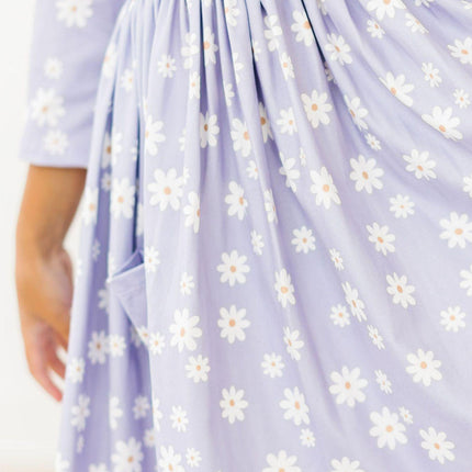 Dainty Daisies 3/4 Sleeve Pocket Twirl Dress - Dashing Nova