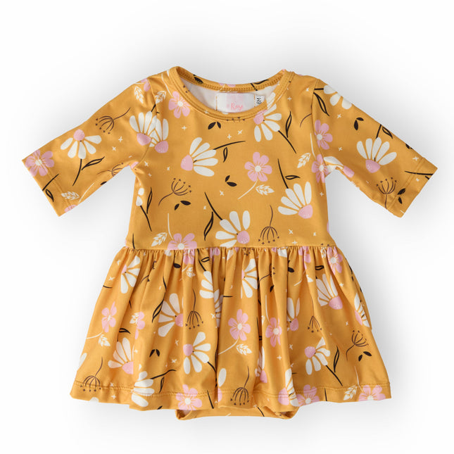 Dandelions in Fall 3/4 Sleeve Twirl Bodysuit - Dashing Nova