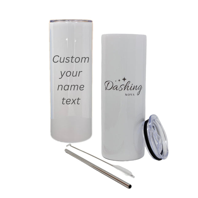 Dashing Nova™ 20oz Skinny Customize Name Tumbler Stainless Steel with Straw Cleaning Brush Gift Box