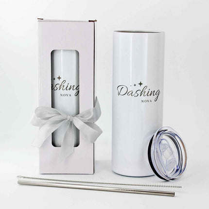 Custom Name 20 oz Skinny Tumbler – Engraved with Straw & Brush