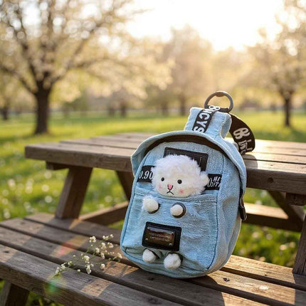 Denim Crossbody Sling Bag for Women – Small Bag with Animal Pendant