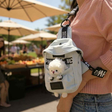Denim Crossbody Sling Bag for Women – Small Bag with Animal Pendant