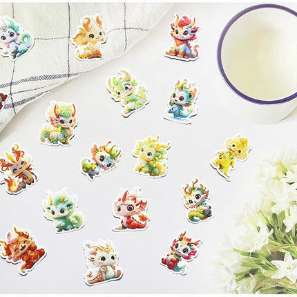 Dragon Stickers - 60 pcs Waterproof Non Fading Cute Cartoon Mythical Dragon Decor