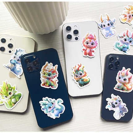 Dragon Stickers - 60 pcs Waterproof Non Fading Cute Cartoon Mythical Dragon Decor