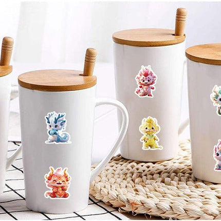 Dragon Stickers - 60 pcs Waterproof Non Fading Cute Cartoon Mythical Dragon Decor