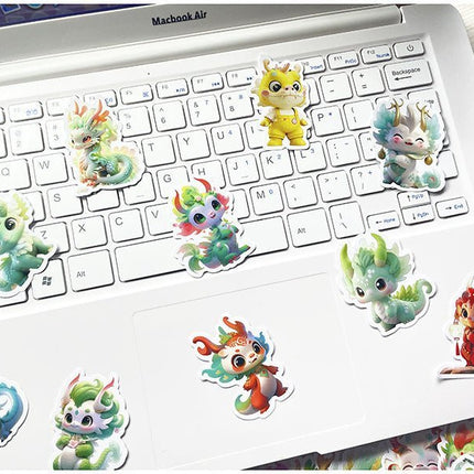 Dragon Stickers - 60 pcs Waterproof Non Fading Cute Cartoon Mythical Dragon Decor