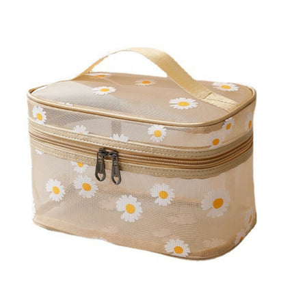 Mesh Cosmetic Bag, Small Daisy Beach Wash Bag, Travel Women's Simple Storage Bag, Go Out Portable Mesh Shower Tote Bag,