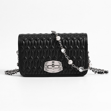 Simple female bag trendy embroidery purse with diamond chain single shoulder purse crossbody