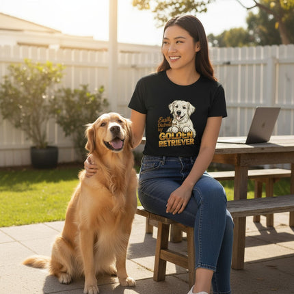 Easily Distracted By Golden Retriever Women Graphic T-Shirt Cotton Pet Lover Casual Top - Shaketea