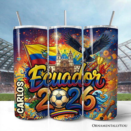 Ecuador 2026 Soccer Cup Global Championship 20oz Tumbler With Lid and Stainless Steel Straw, Fans Football Gift Cup