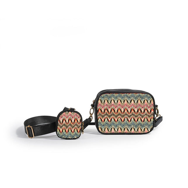 Casual versatile woven shoulder crossbody bag, small crossbody purse 2 in 1, simple portable cosmetic storage bag - Dashing Nova