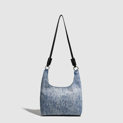 Simple retro small bucket bag, Versatile denim shoulder bag, Chain bag Crossbody bag, slouch hobo purse
