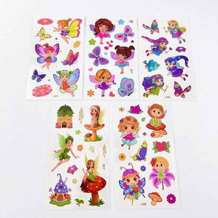 10 Fairy Tattoo Sheets – Non-Toxic Waterproof Kids Party Tattoos