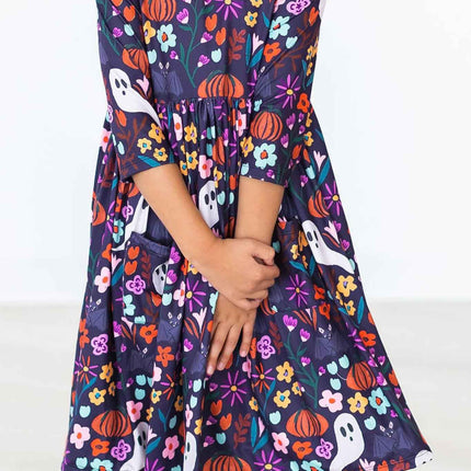 Fangtastic 3/4 Sleeve Pocket Twirl Dress