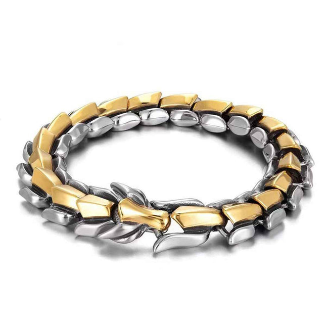 Mens Dragon Scale Bracelet Alloy Metal Symmetrical Wrist Bangle