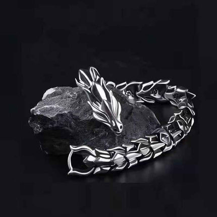 Mens Dragon Scale Bracelet Alloy Metal Symmetrical Wrist Bangle