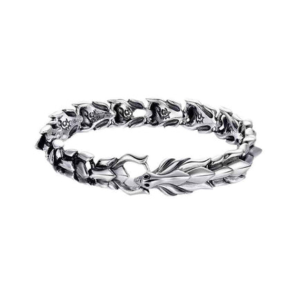Mens Dragon Scale Bracelet Alloy Metal Symmetrical Wrist Bangle