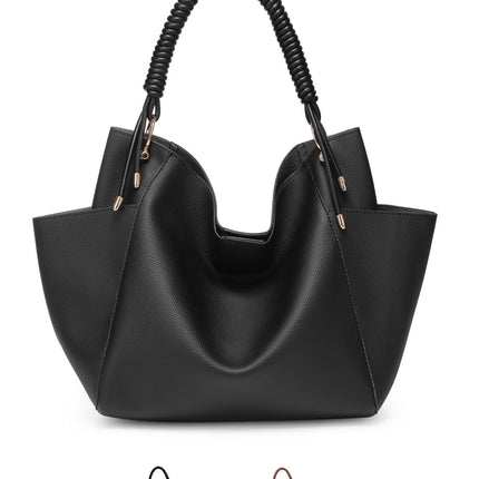 Women's Tote Bag Soft Hobo Bag With Unique Braided Woven Handle, Elegant Shoulder Purse With Matching Wallet Leather Purse Ladies Top-handle Shoulder Bags for Work, Casual, Travel