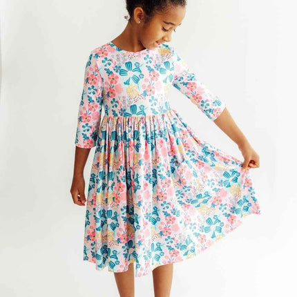 Floral Garden 3/4 Sleeve Pocket Twirl Dress