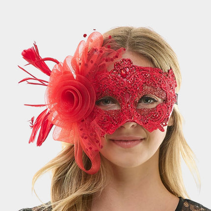 Floral Lace Feather Tulle Masquerade Halloween Mask