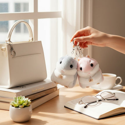 Fluffy Hamster Keychain Charm – Perfect for Bags & Gifts