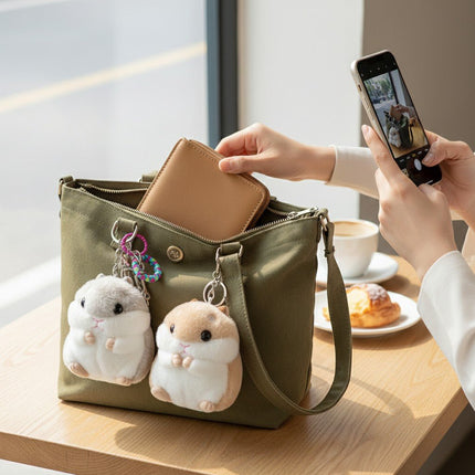 Fluffy Hamster Keychain Charm – Perfect for Bags & Gifts