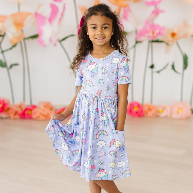 Galactic Unicorns S/S Pocket Twirl Dress - Dashing Nova