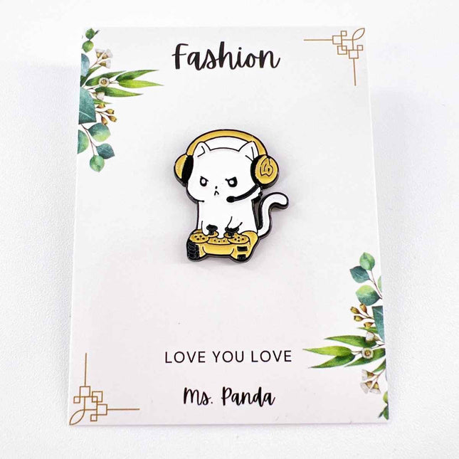 Gamer Cat Enamel Pin for Jackets, Bags, and Cat Lovers