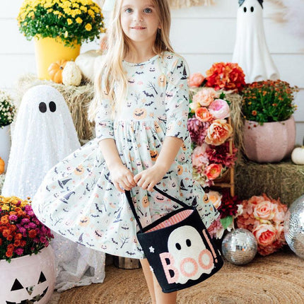 Ghouls Rule 3/4 Sleeve Pocket Twirl Dress - Dashing Nova